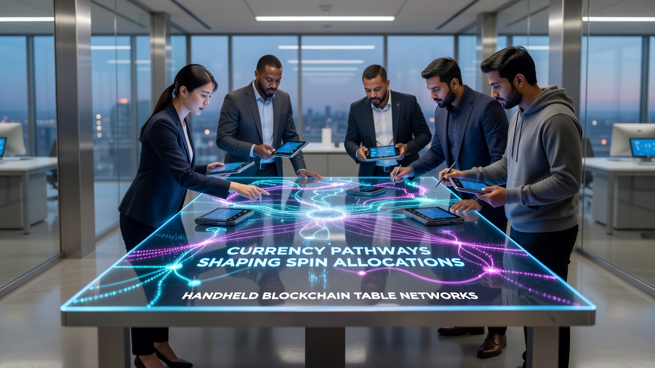 Mobile interface displaying real-time currency pathway selection for blockchain table games