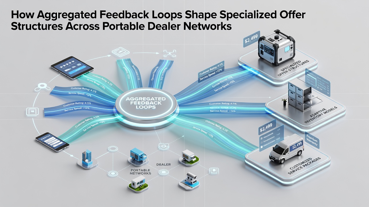 Diagram showing feedback loop data flowing from mobile dealer sessions into offer customization engines