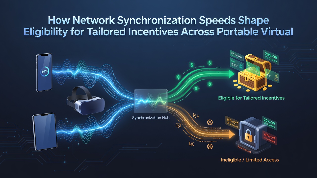 Portable device displaying tailored incentive dashboard with synchronization speed overlays and reward eligibility status