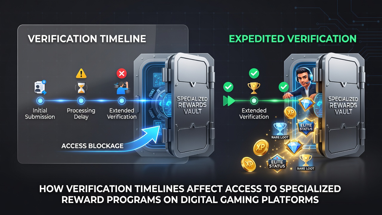 Digital gaming platform interface showing verification progress and reward program tiers