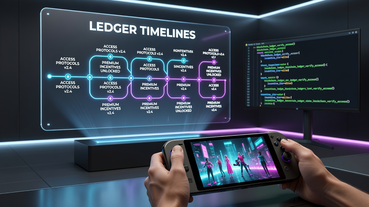 Mobile device displaying virtual gaming interface with blockchain transaction indicators