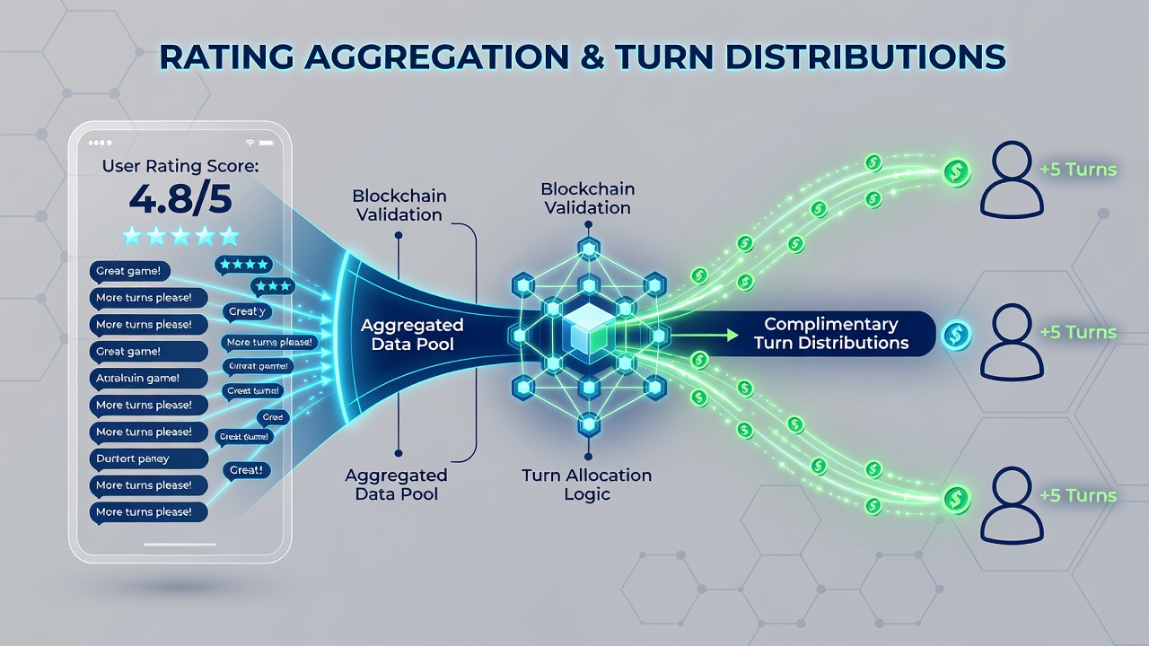 Chart displaying turn distribution variations linked to different aggregated rating levels in mobile blockchain gaming